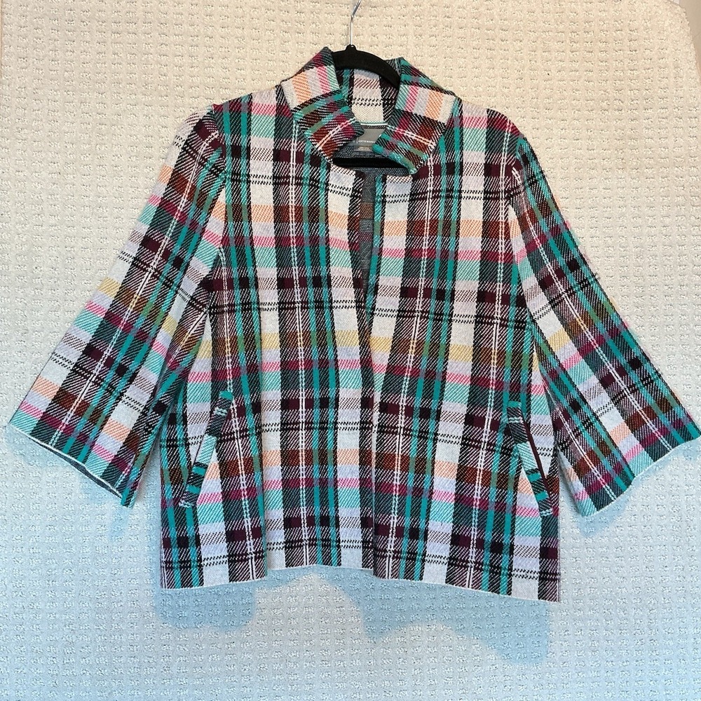 Anthropologie Rosetta Cropped Plaid Jacket Size M Preppy Colorful Quirky Fun NEW